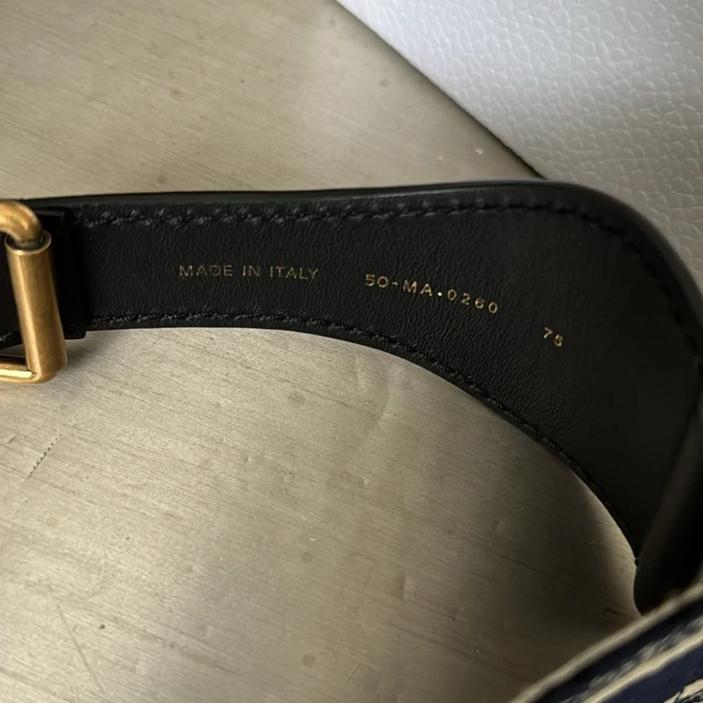 Christian Dior logo belt blue white with bag and box size 75 - Picture 3 of 8